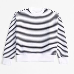NEW!YPB Girl's Neoknit Active Crew Sweatshirt Black White Striped! Size 11/12